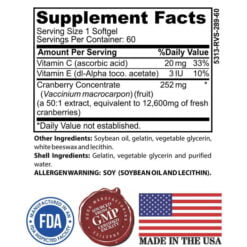 cranberry supplementfacts Lady Soma Cranberry Concentrate w/ Vitamin C | UTI Relief For Feminine Hygiene, For Well Being, Supplements